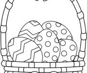 Coloriage Panier de P&acirc;ques aux oeufs facile