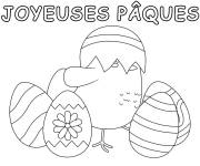 Coloriage Poussin de P&acirc;ques facile &agrave; t&eacute;l&eacute;charger