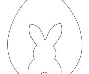 Coloriage Silhouette d'un lapin et d'un &oelig;uf de P&acirc;ques facile