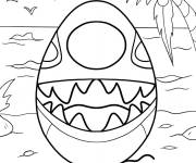 Coloriage un &oelig;uf de P&acirc;ques facile sur une plage