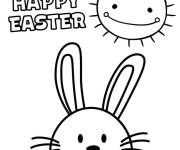 Coloriage Visage de lapin de P&acirc;ques avec soleil