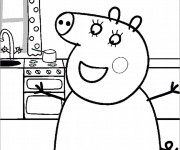 Coloriage Maman Cochon &agrave; La Maison