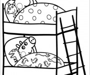 Coloriage et dessins gratuit Peppa Cochon au Lit à imprimer