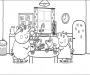 Coloriage Peppa Cochon dans La Cuisine
