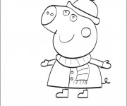 Coloriage et dessins gratuit Peppa Cochon en Hiver à imprimer