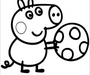 Coloriage et dessins gratuit Peppa Cochon et son Ballon couleur à imprimer