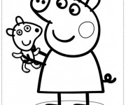 Coloriage et dessins gratuit Peppa Cochon porte son petit Chien à imprimer