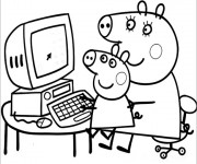 Coloriage Peppa Cochon sur L'ordinateur