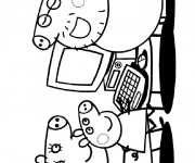Coloriage Peppa Pig devant L'&eacute;cran D'ordinateur