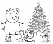 Coloriage et dessins gratuit Peppa Pig Noel à imprimer