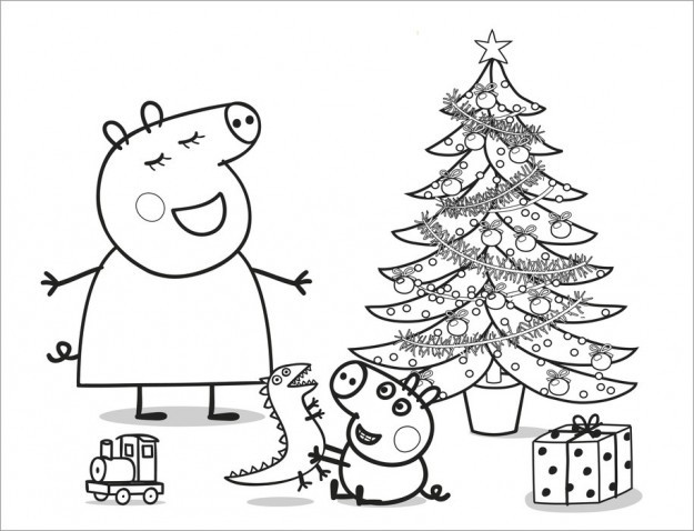 Coloriage Peppa Pig Noel dessin gratuit à imprimer