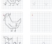Coloriage Coq pixel sur quadrillages