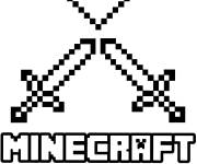 Coloriage et dessins gratuit Minecraft &eacute;p&eacute;es et c&oelig;ur Pixel art à imprimer