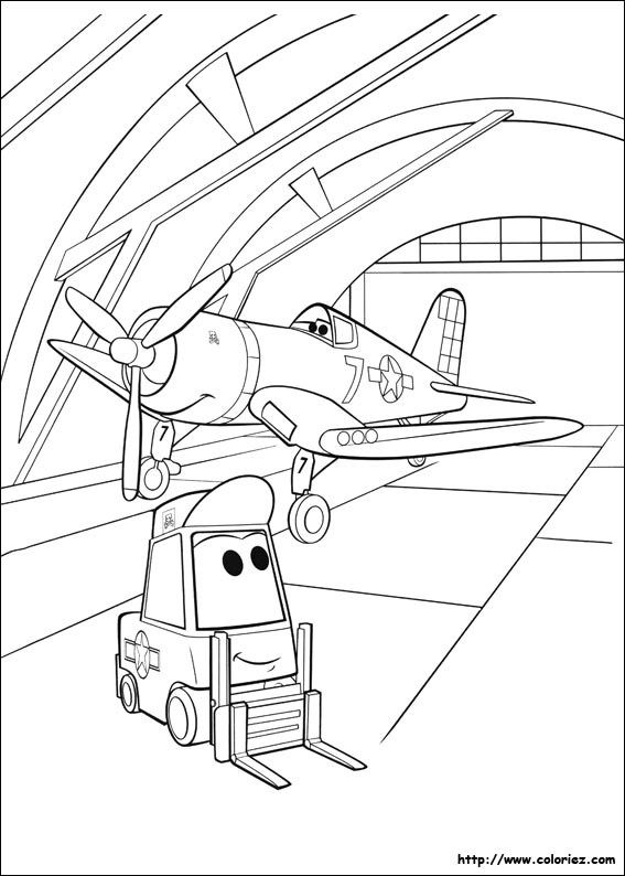 Coloriage et dessins gratuits Planes Dusty au garage Disney à imprimer
