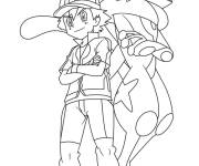 Coloriage Ash et le Pokémon Légendaire Greninja
