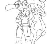 Coloriage Ash et le Pok&eacute;mon L&eacute;gendaire Greninja