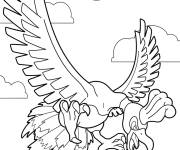 Coloriage Ho oh Pok&eacute;mon l&eacute;gendaire dans le ciel