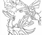 Coloriage Pok&eacute;mons l&eacute;gendaires et la bataille