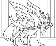 Coloriage Zacian Pok&eacute;mon l&eacute;gendaire pour les petits