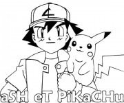 Coloriage Ash et  Pikachu