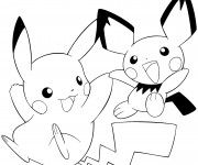 Coloriage Pichu et Pikachu maternelle