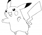 Coloriage Pikachu en bon humeur