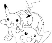 Coloriage pikachu et Raichu