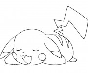 Coloriage Pikachu fatigué