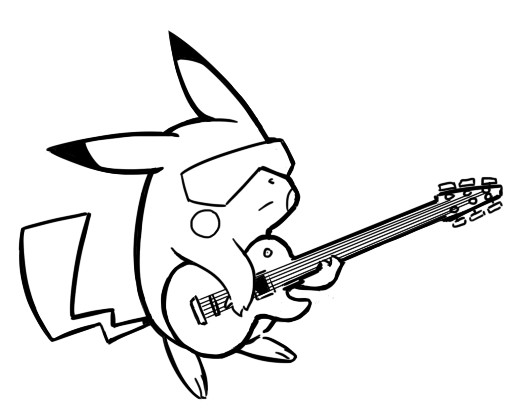 Coloriage et dessins gratuits Pikachu Guitariste à imprimer