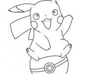 Coloriage Pikachu sur Balle de Pokémon