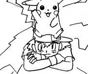 Coloriage Pikachu sur Sacha