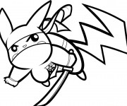 Coloriage Pok&eacute;mon Pikachu combattant