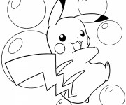 Coloriage Pok&eacute;mon Pikachu et Les bulles