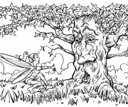 Coloriage Adulte Paysage d'arbre magique