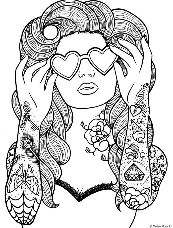 Coloriage Femme tatouage Pour Adultes dessin gratuit à ...