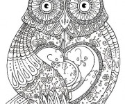 Coloriage Hibou en coeur Pour Adultes