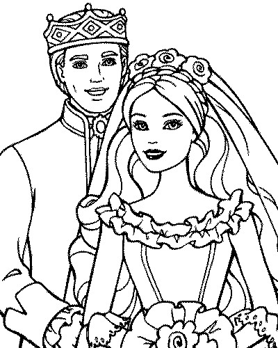 Coloriage Barbie et Le Prince dessin gratuit à imprimer