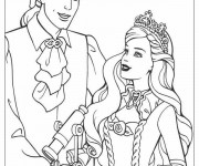 Coloriage Barbie et Le Prince en amour