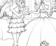 Coloriage Barbie et sa copine &agrave; t&eacute;l&eacute;charger