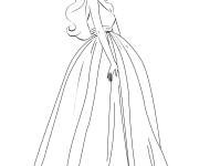 Coloriage Belle princesse Barbie avec sa robe