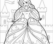 Coloriage La belle Barbie devant le ch&acirc;teau du Roi