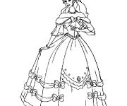 Coloriage La princesse Barbie avec sa belle robe
