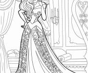 Coloriage La princesse Barbie avec sa robe attirante