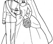 Coloriage Mariage de Barbie en couleur