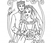 Coloriage et dessins gratuit Mariage de Princesse Barbie à imprimer