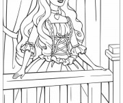 Coloriage Princesse Barbie à sa fenêtre