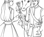Coloriage Princesse Barbie cheval
