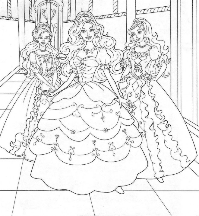 Coloriage Princesse Barbie dans Le Château dessin gratuit à imprimer