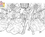 Coloriage Princesse Barbie danse dans le ch&acirc;teau