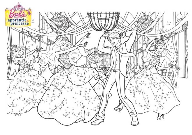 Coloriage et dessins gratuits Princesse Barbie danse dans le château à imprimer